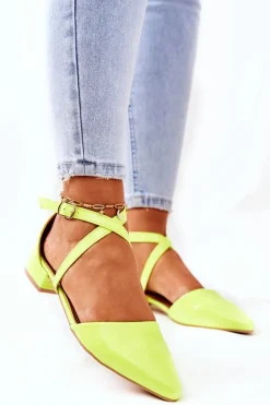 Online Boto Lakierowane Czółenka Na Niskim Obcasie Neonowy Żółty Giovanna