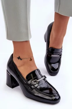 Discount Lakierowane Czółenka Na Słupku Czarne Idona Damskie Czółenka Na Słupku|Czółenka Klasyczne