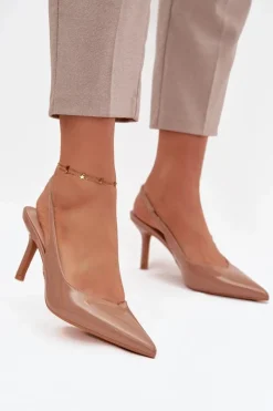 Discount Lakierowane Czółenka Na Szpilce Ciemnobeżowe Phelia Damskie Szpilki Lakierowane|Czółenka Klasyczne