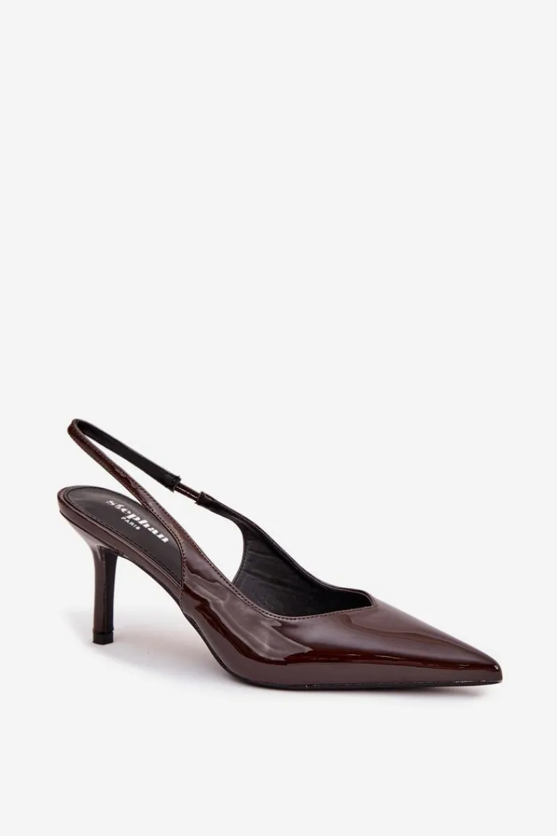 Szpilki Lakierowane|Czółenka Klasyczne>Boto Lakierowane Czółenka Na Szpilce Czekoladowe Phelia Brązowy