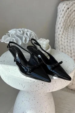 Szpilki Lakierowane|Czółenka Klasyczne></noscript>Boto Lakierowane Czółenka Na Szpilce Z Kokardką Czarne Olvena Czarny