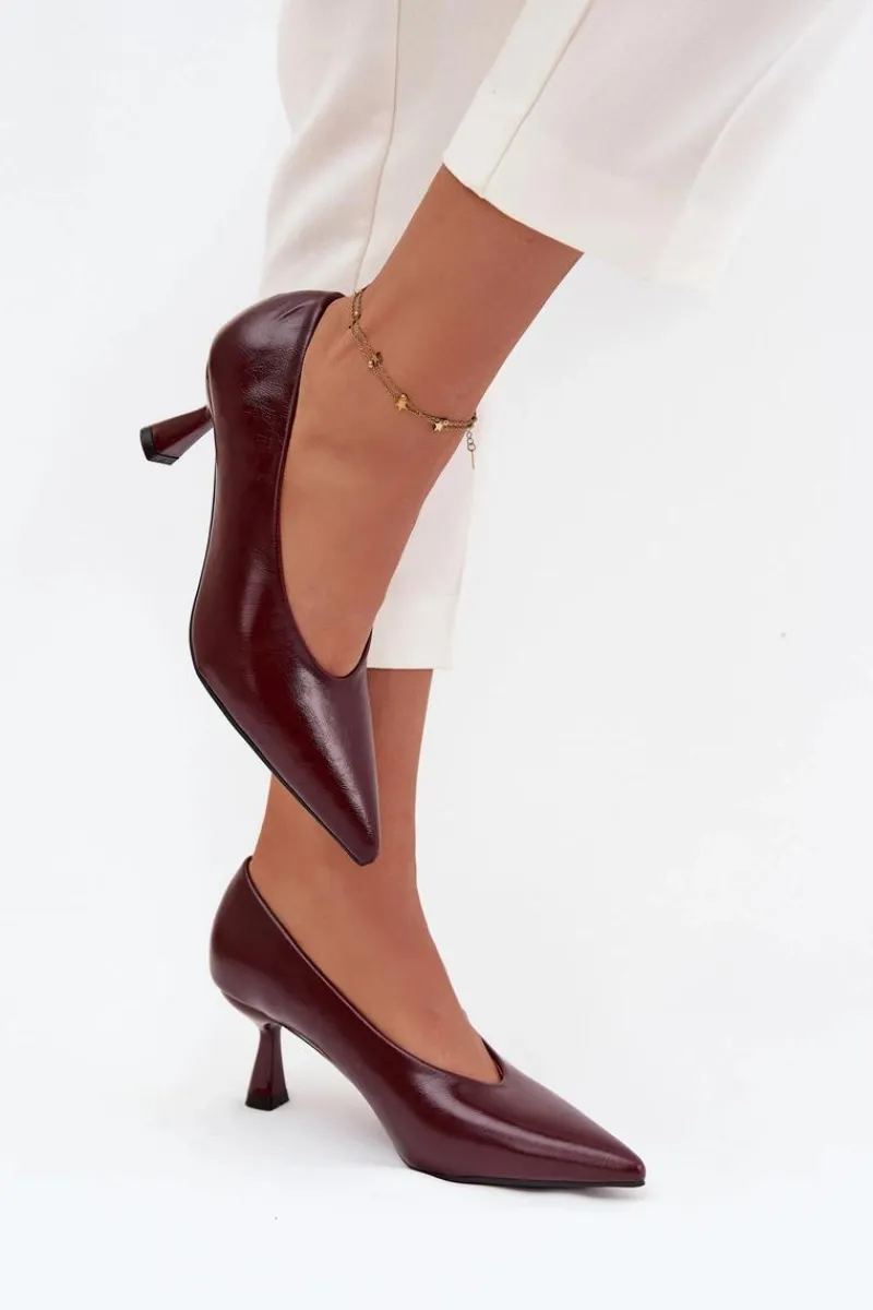 Szpilki Lakierowane|Czółenka Klasyczne>Boto Lakierowane Czółenka Na Szpilce Bordowe Gavrielle Czerwony