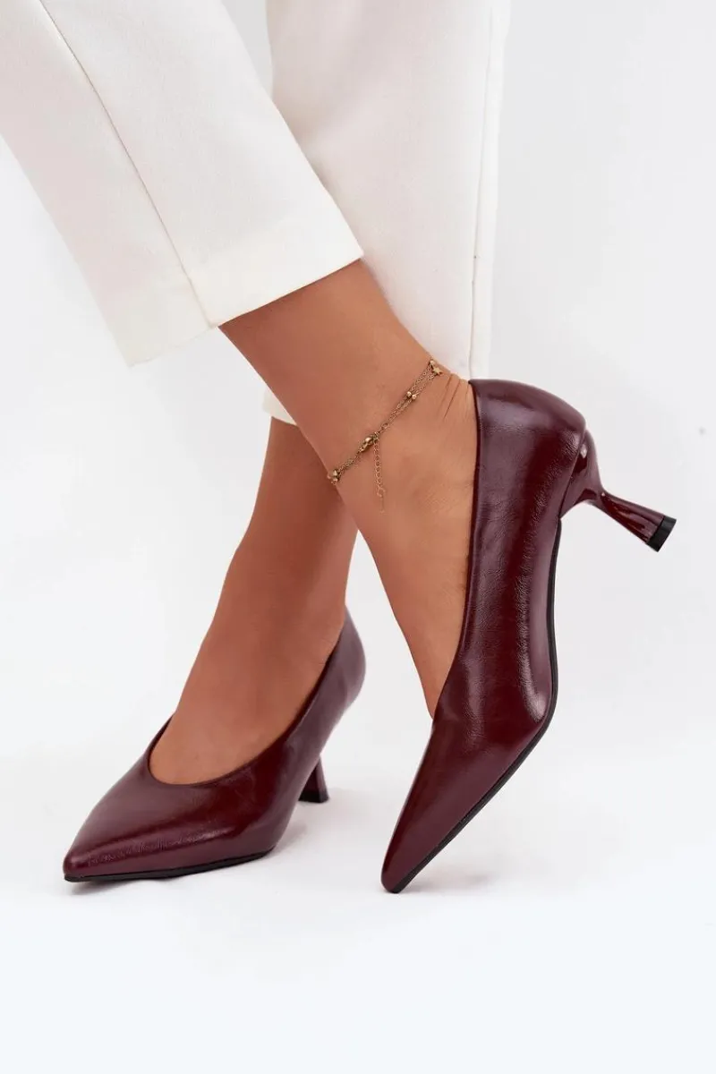 Szpilki Lakierowane|Czółenka Klasyczne>Boto Lakierowane Czółenka Na Szpilce Bordowe Gavrielle Czerwony