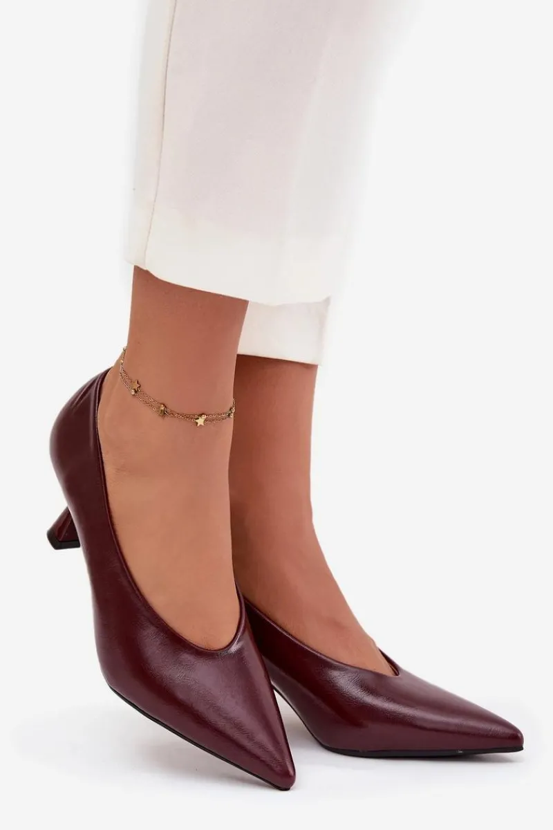 Szpilki Lakierowane|Czółenka Klasyczne>Boto Lakierowane Czółenka Na Szpilce Bordowe Gavrielle Czerwony