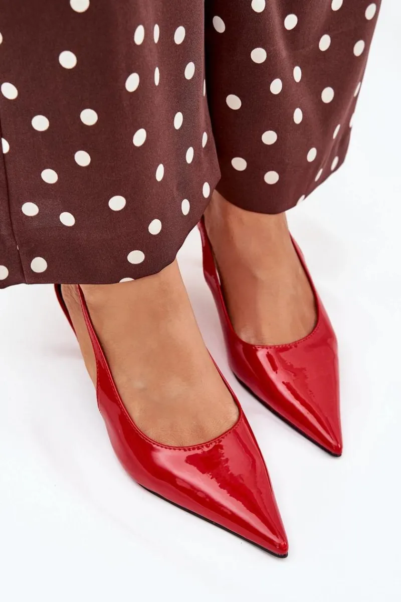 Szpilki Lakierowane|Czółenka Klasyczne>Boto Lakierowane Czółenka Na Szpilce Z Odkrytą Piętą Czerwone Talira Czerwony