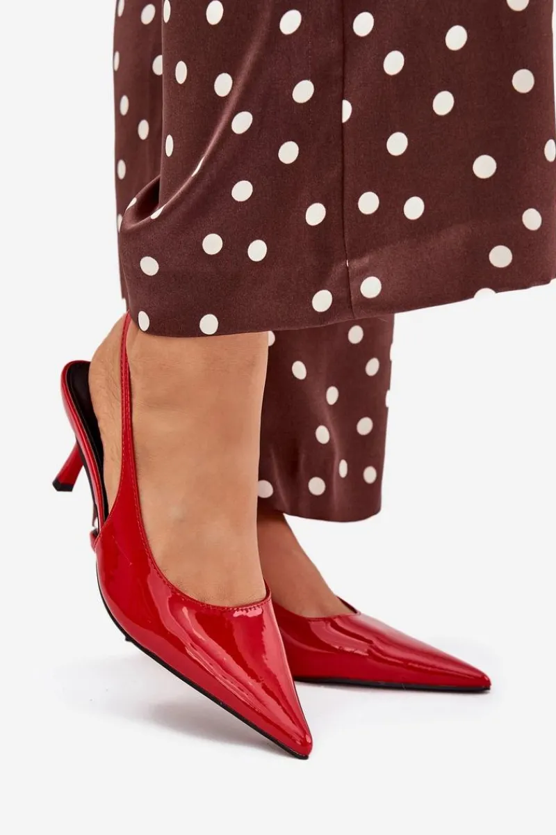 Szpilki Lakierowane|Czółenka Klasyczne>Boto Lakierowane Czółenka Na Szpilce Z Odkrytą Piętą Czerwone Talira Czerwony