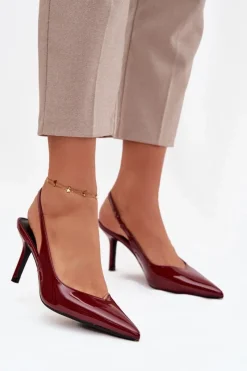 Hot Lakierowane Czółenka Na Szpilce Bordowe Phelia Damskie Szpilki Lakierowane|Czółenka Klasyczne