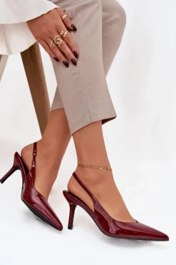 Hot Lakierowane Czółenka Na Szpilce Bordowe Phelia Damskie Szpilki Lakierowane|Czółenka Klasyczne