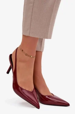 Hot Lakierowane Czółenka Na Szpilce Bordowe Phelia Damskie Szpilki Lakierowane|Czółenka Klasyczne