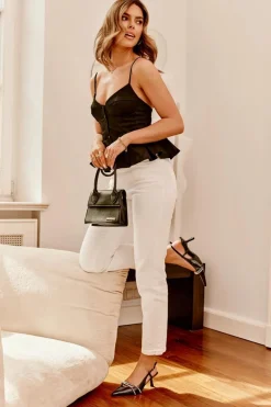 Online Boto Lakierowane Czółenka Na Szpilce Z Ozdobnymi Paskami Czarne Jelmia