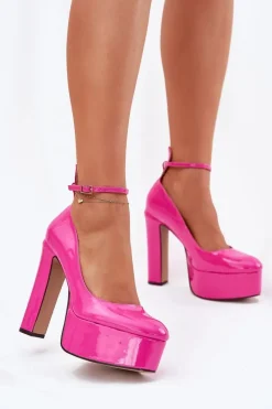 Best Lakierowane Czółenka Na Wysokim Słupku I Platformie Różowe Nianka Damskie Czółenka Na Słupku|Czółenka Klasyczne