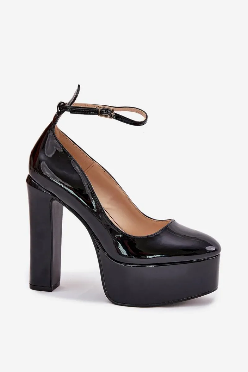 Clearance Lakierowane Czółenka Na Wysokim Słupku I Platformie Czarne Nianka Damskie Czółenka Na Platformie|Czółenka Na Słupku
