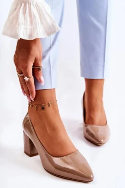 Clearance Buty Sergio Leone Lakierowane Czółenka Sergio Leone PB411 Brązowe