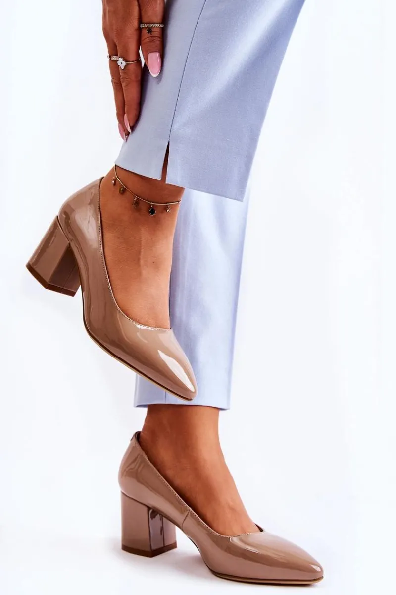 Clearance Buty Sergio Leone Lakierowane Czółenka Sergio Leone PB411 Brązowe