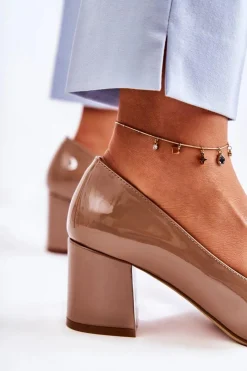 Clearance Buty Sergio Leone Lakierowane Czółenka Sergio Leone PB411 Brązowe