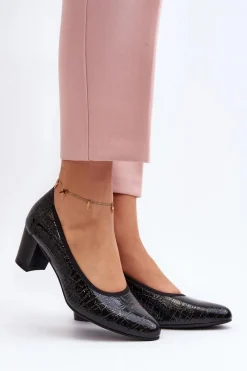 Best Buty damskie Vinceza Lakierowane Czółenka Z Tłoczeniem Czarne Cynania