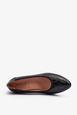 Best Buty damskie Vinceza Lakierowane Czółenka Z Tłoczeniem Czarne Cynania
