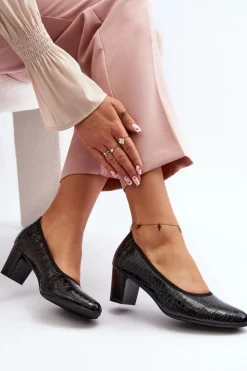 Best Buty damskie Vinceza Lakierowane Czółenka Z Tłoczeniem Czarne Cynania