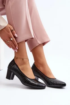 Best Buty damskie Vinceza Lakierowane Czółenka Z Tłoczeniem Czarne Cynania