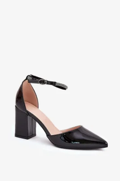 Hot Lakierowane Czółenka Ze Szpiczastymi Noskami Na Słupku Czarne Nossabel Damskie Czółenka Na Słupku|Czółenka Klasyczne