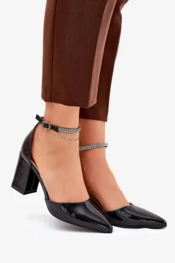 Hot Lakierowane Czółenka Ze Szpiczastymi Noskami Na Słupku Czarne Nossabel Damskie Czółenka Na Słupku|Czółenka Klasyczne