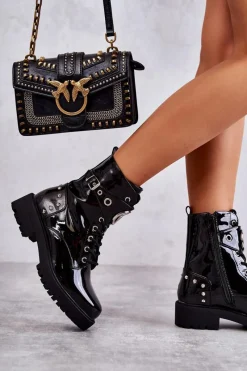 Botki Sznurowane|Czarne Botki><noscript><img width=