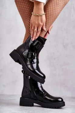 Botki Sznurowane|Czarne Botki><noscript><img width=