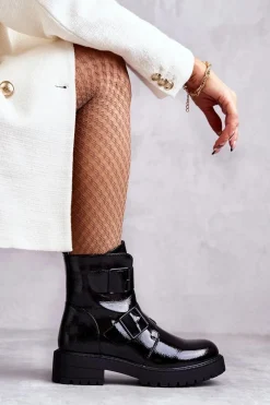 Botki Sznurowane|Czarne Botki><noscript><img width=