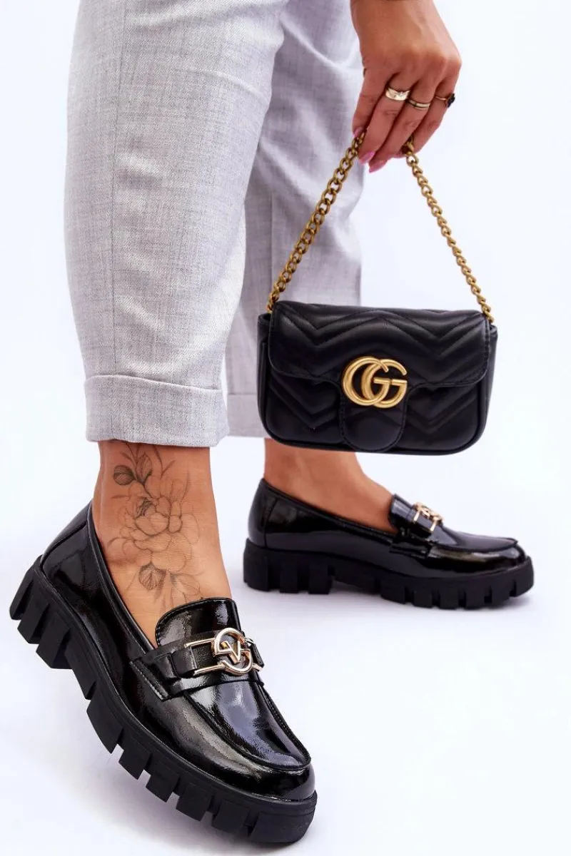 Mokasyny Damskie Lakierowane>Buty damskie Vinceza Lakierowane Damskie Mokasyny Czarne Sanvi