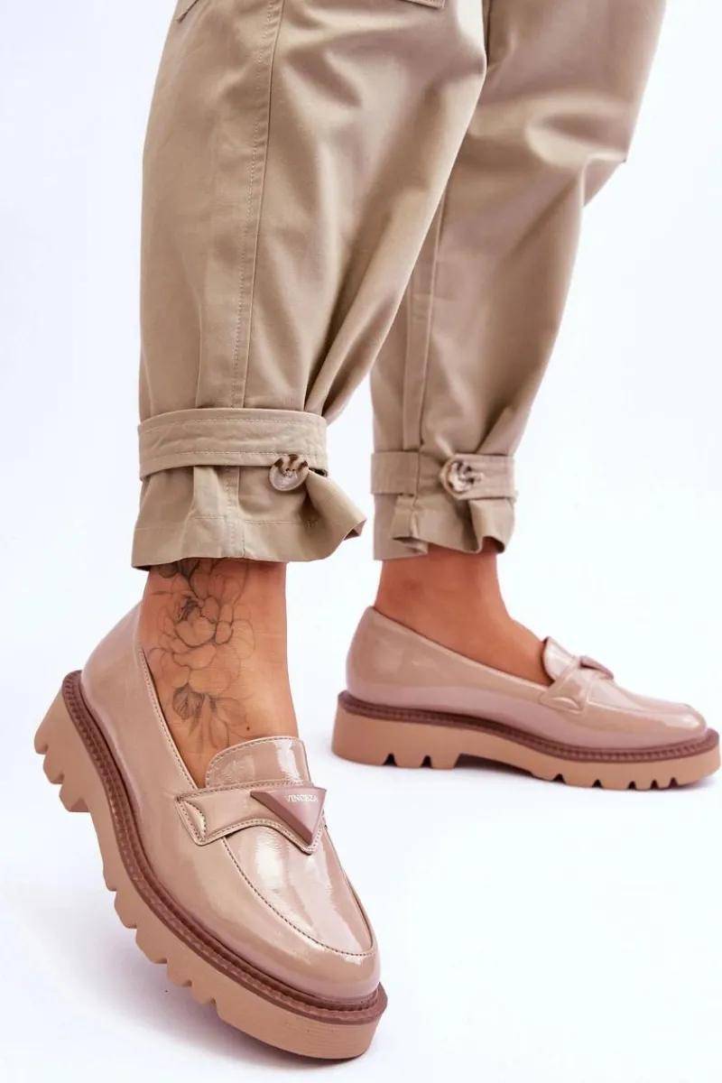 Mokasyny Damskie Lakierowane|Mokasyny Na Platformie>Buty damskie Vinceza Lakierowane Damskie Mokasyny Na Platformie Z Ozdobą Beżowe Jonett