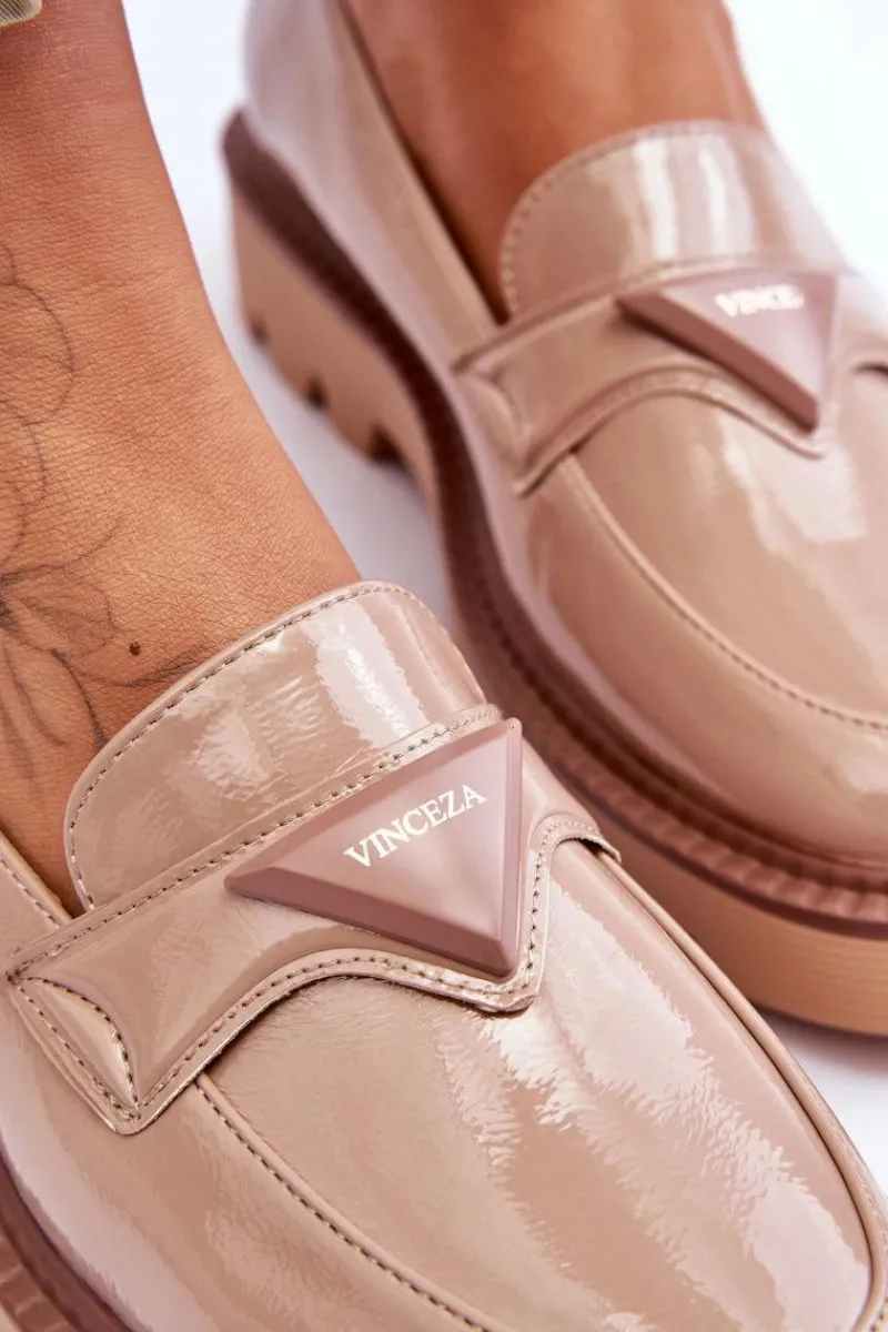 Mokasyny Damskie Lakierowane|Mokasyny Na Platformie>Buty damskie Vinceza Lakierowane Damskie Mokasyny Na Platformie Z Ozdobą Beżowe Jonett
