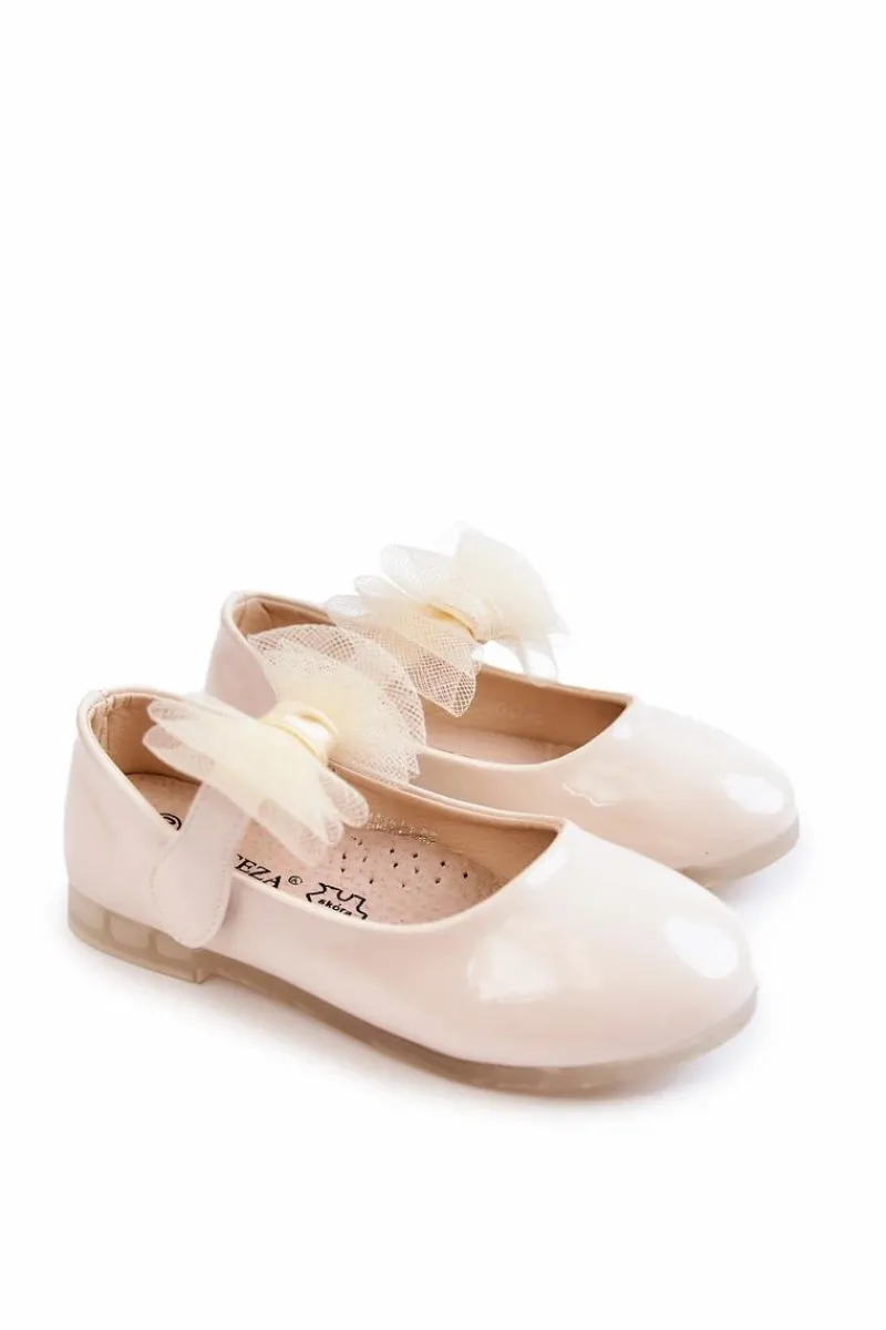 Discount Lakierowane Dziecięce Balerinki Na Rzepy Jasnobeżowe Carla Dzieci Balerinki Dziecięce