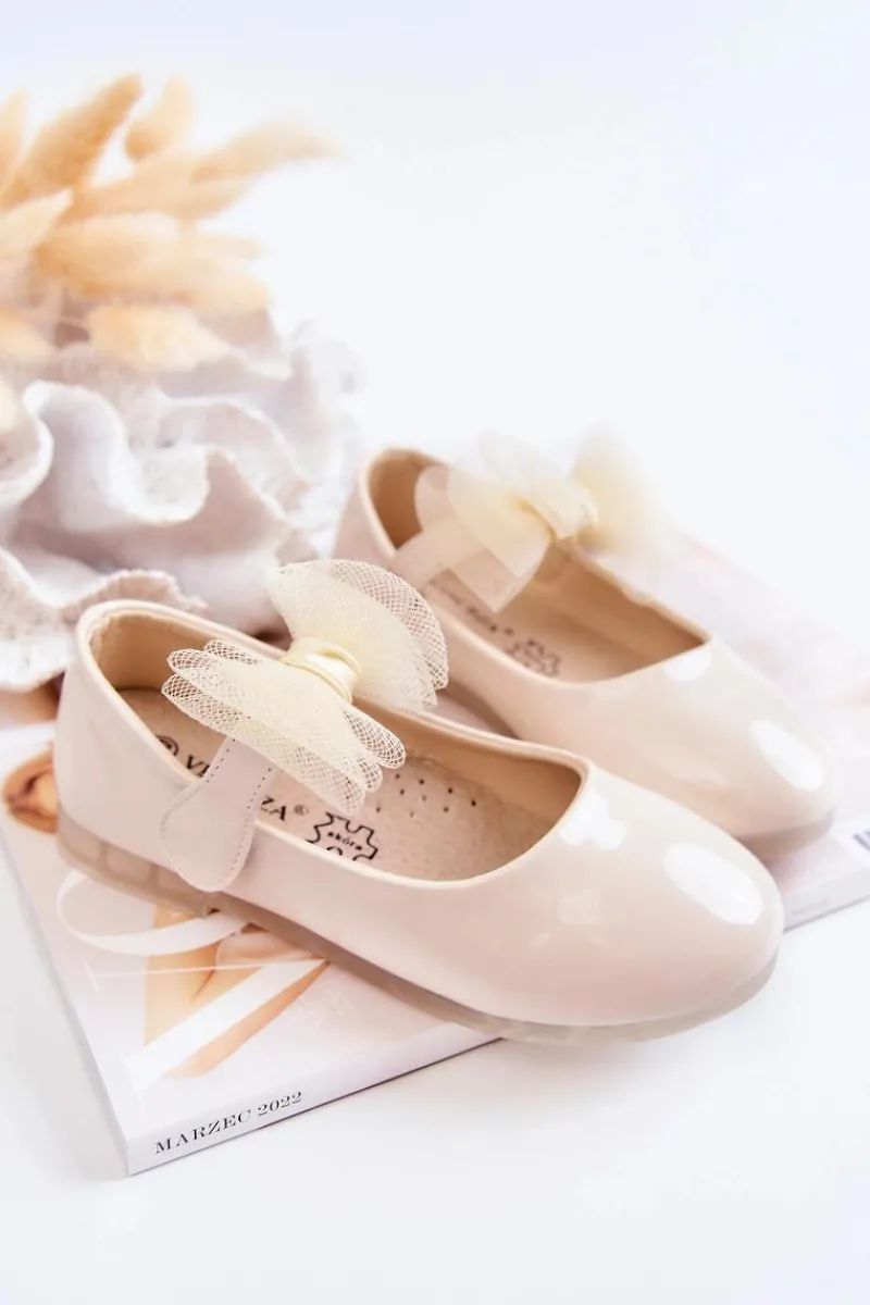 Discount Lakierowane Dziecięce Balerinki Na Rzepy Jasnobeżowe Carla Dzieci Balerinki Dziecięce