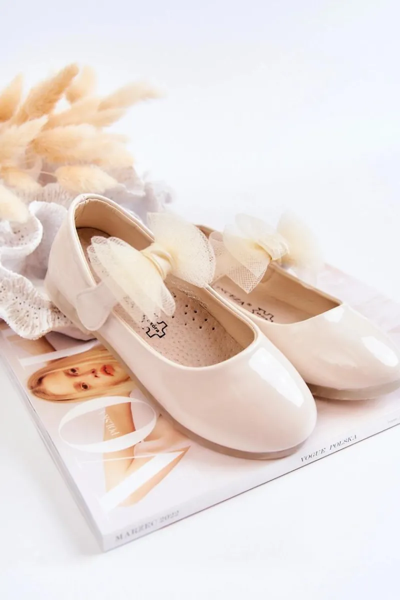 Discount Lakierowane Dziecięce Balerinki Na Rzepy Jasnobeżowe Carla Dzieci Balerinki Dziecięce