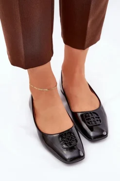 Hot Buty damskie Vinceza Lakierowane Eleganckie Baleriny Damskie Z Ozdobnym Detalem Vinceza 17377 Czarne Czarny