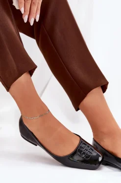 Hot Buty damskie Vinceza Lakierowane Eleganckie Baleriny Damskie Z Ozdobnym Detalem Vinceza 17377 Czarne Czarny