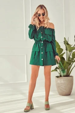 Sale Boto Lakierowane Klapki Na Słupku Zielone Seattle