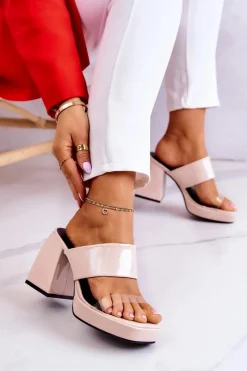 Klapki Na Obcasie|Klapki Damskie Klasyczne><noscript><img width=