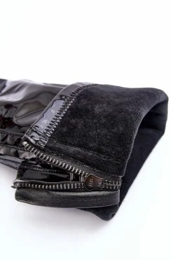 Clearance Boto Lakierowane Kozaki Na Masywnej Platformie Z Suwakiem Czarne Ringo