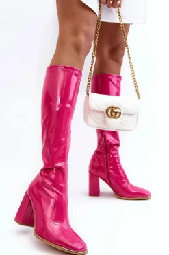 Kozaki Wiosenne|Kozaki Przed Kolano></noscript>Boto Lakierowane Kozaki Na Słupku Przed Kolano Fuksja Mlokva