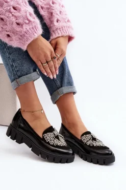 Best Lakierowane Mokasyny Damskie 2785 Czarne Damskie Półbuty Lakierowane|Półbuty Skórzane