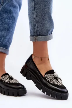 Best Lakierowane Mokasyny Damskie 2785 Czarne Damskie Półbuty Lakierowane|Półbuty Skórzane