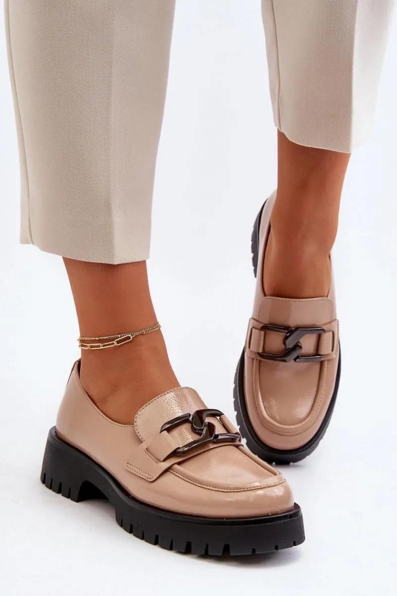 Mokasyny Damskie Lakierowane|Mokasyny Damskie Skórzane>Buty damskie Vinceza Lakierowane Mokasyny Damskie Beżowe Santtes