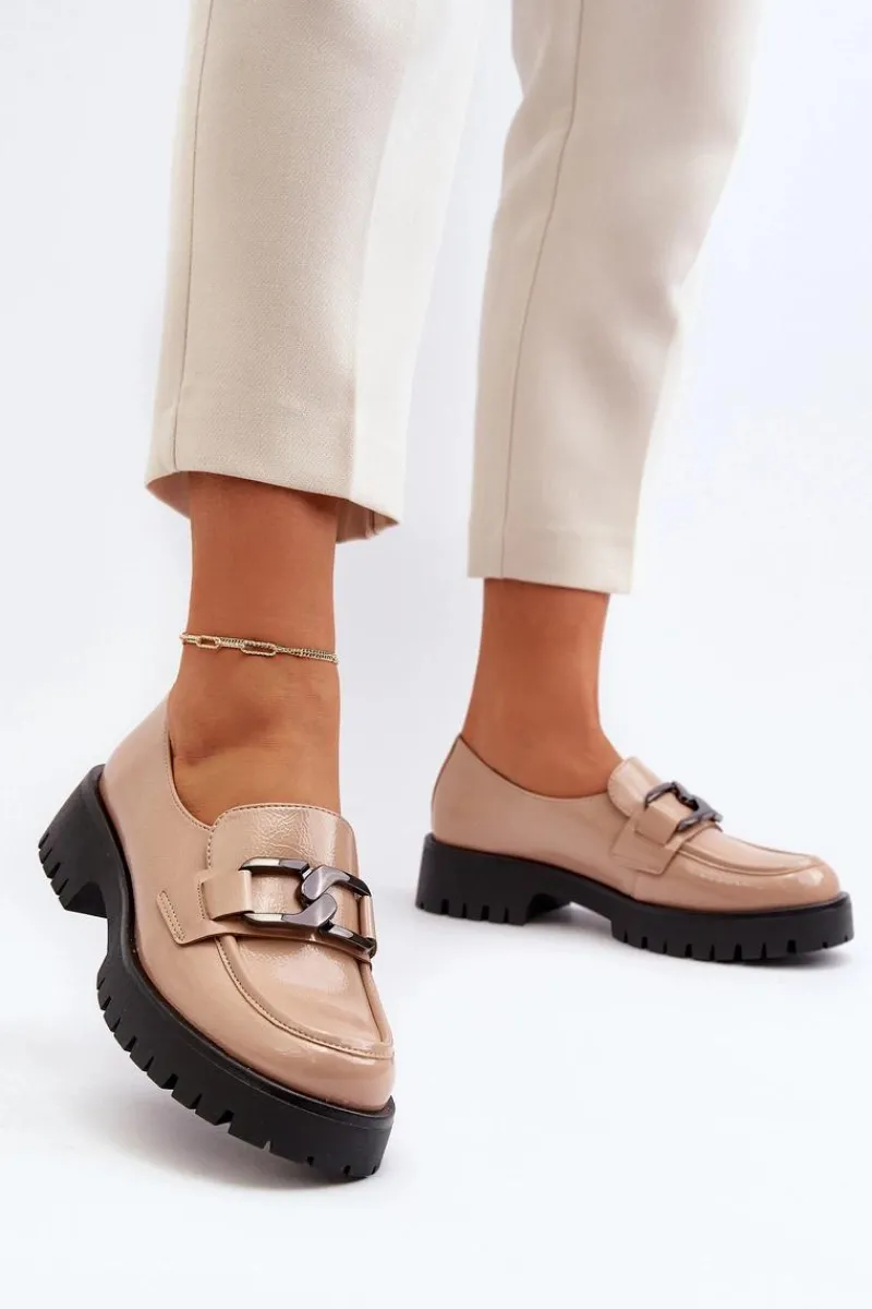 Mokasyny Damskie Lakierowane|Mokasyny Damskie Skórzane>Buty damskie Vinceza Lakierowane Mokasyny Damskie Beżowe Santtes