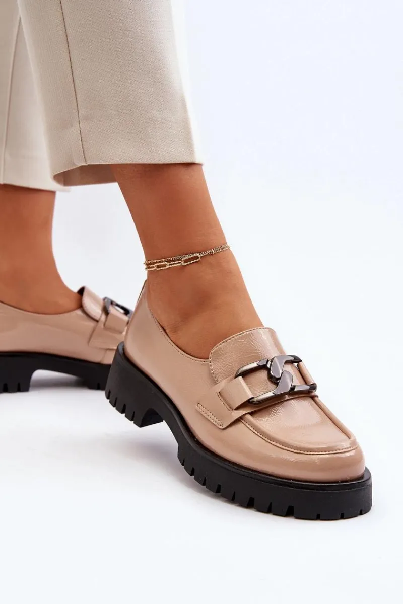 Mokasyny Damskie Lakierowane|Mokasyny Damskie Skórzane>Buty damskie Vinceza Lakierowane Mokasyny Damskie Beżowe Santtes