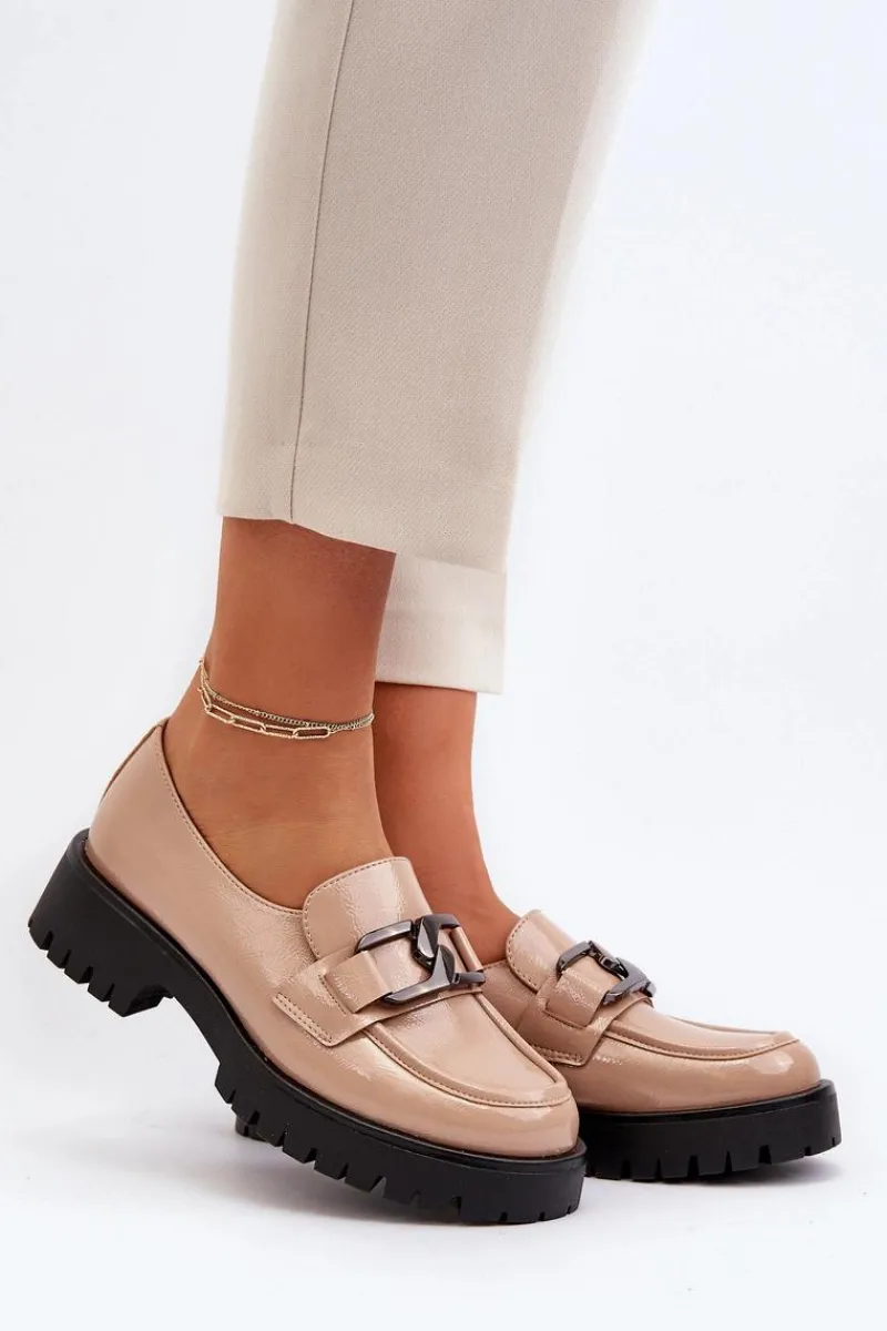 Mokasyny Damskie Lakierowane|Mokasyny Damskie Skórzane>Buty damskie Vinceza Lakierowane Mokasyny Damskie Beżowe Santtes