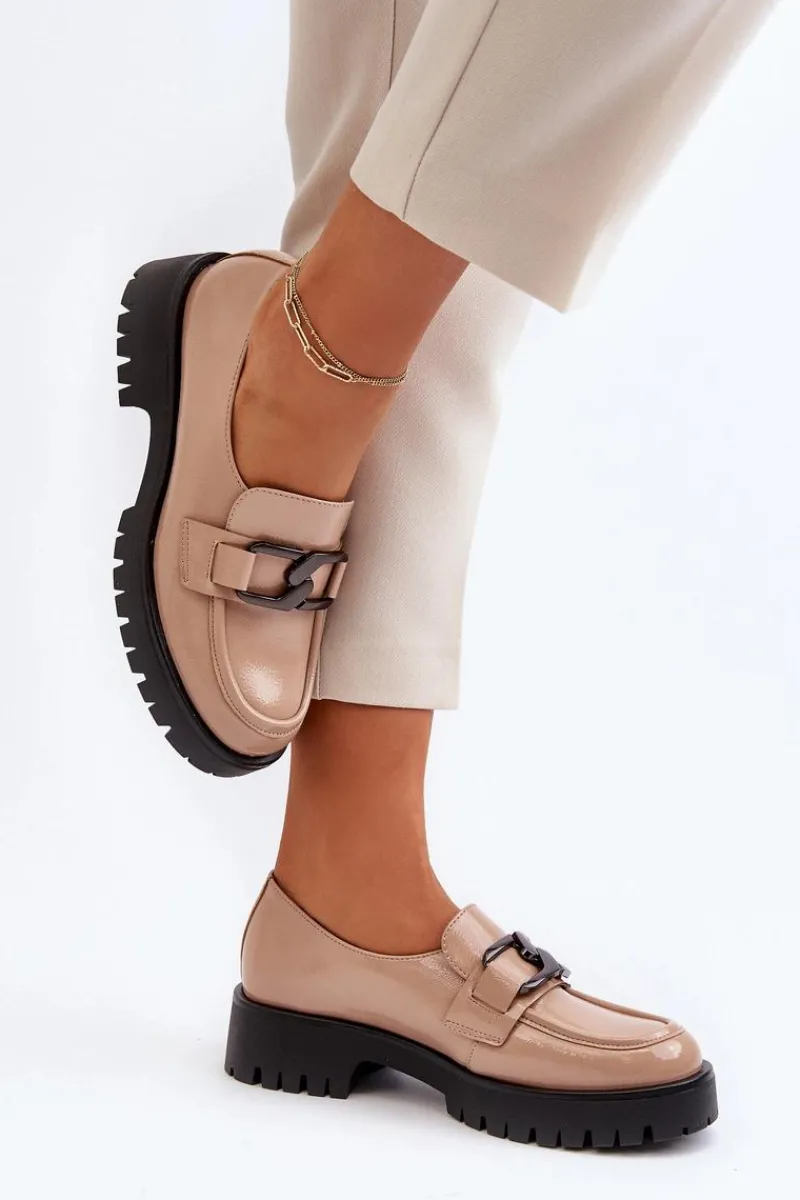 Mokasyny Damskie Lakierowane|Mokasyny Damskie Skórzane>Buty damskie Vinceza Lakierowane Mokasyny Damskie Beżowe Santtes