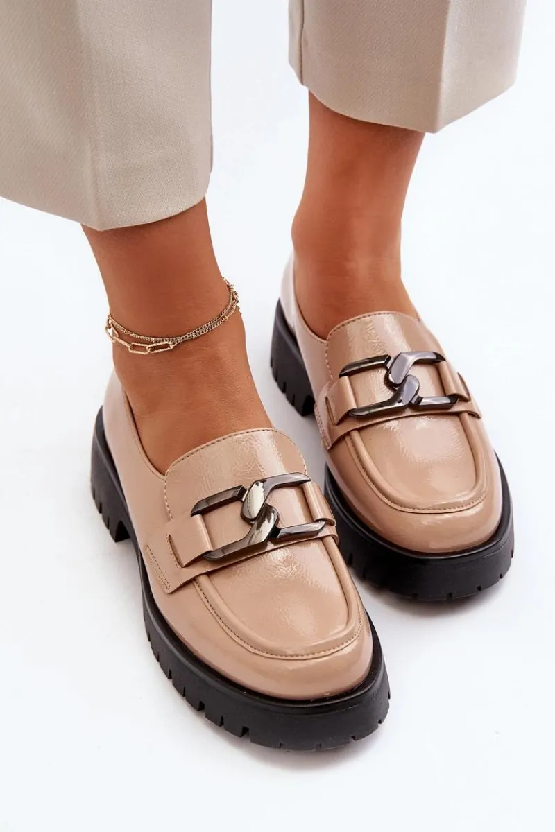 Mokasyny Damskie Lakierowane|Mokasyny Damskie Skórzane>Buty damskie Vinceza Lakierowane Mokasyny Damskie Beżowe Santtes