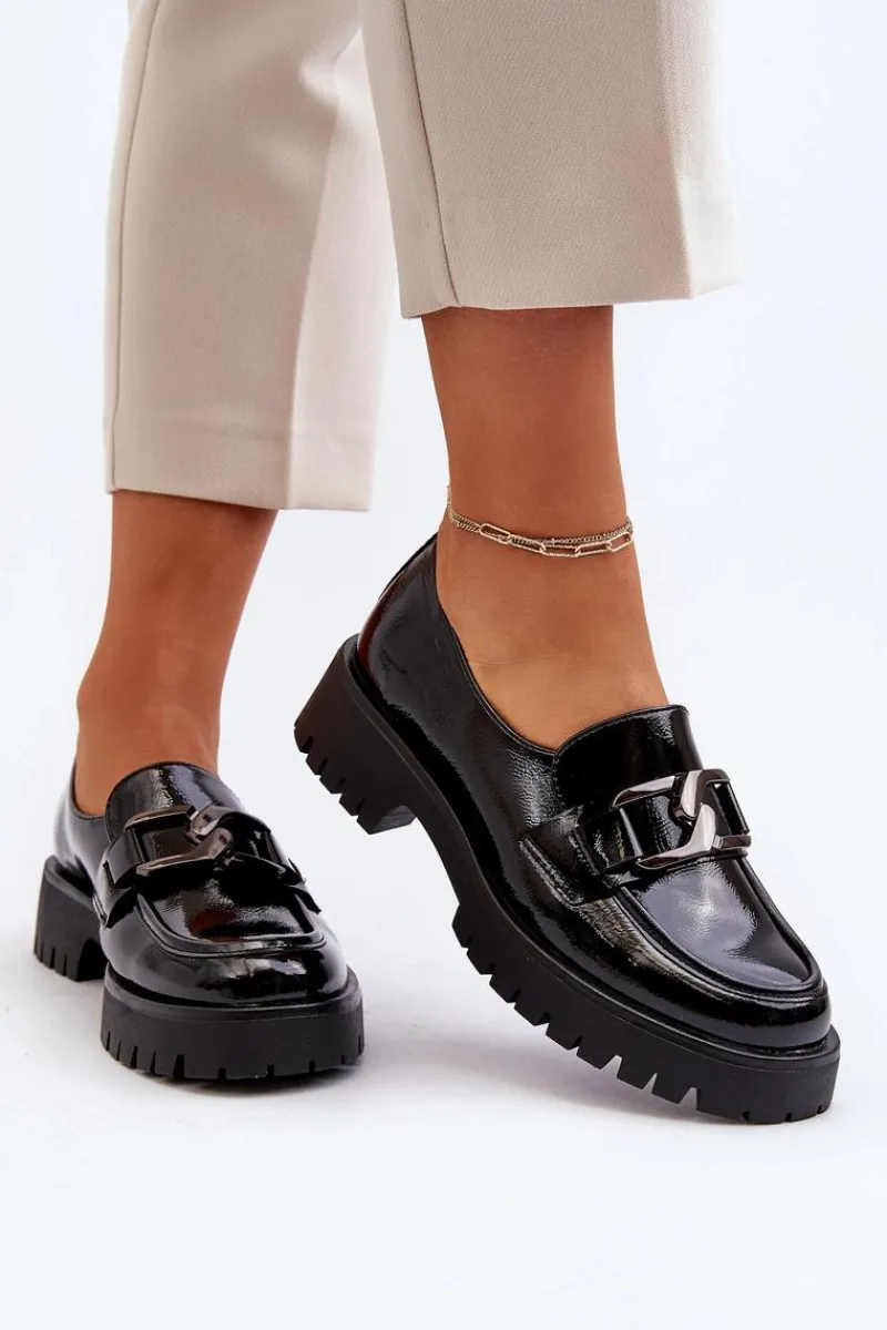 Lakierowane Mokasyny Damskie Czarne Santtes Damskie Mokasyny Damskie Lakierowane|Mokasyny Damskie Skórzane