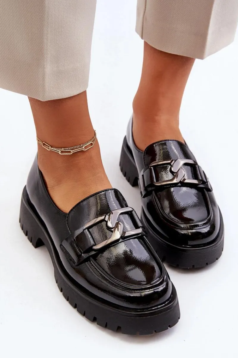 Lakierowane Mokasyny Damskie Czarne Santtes Damskie Mokasyny Damskie Lakierowane|Mokasyny Damskie Skórzane